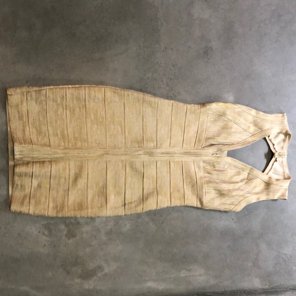 Gold/Cream Tight Cocktail Dress